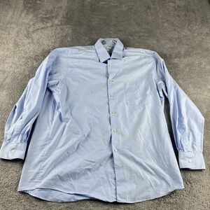 Van Heusen Classic Fit Shirt Mens 16.5 32/33  Button Up Blue Royal Herringbone